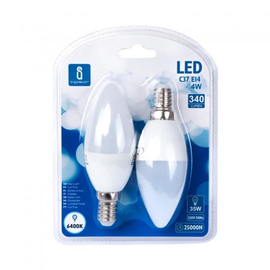 LED A5 C37 E14 4W 6400K / DOBLE