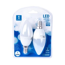 LED A5 C37 E14 6W 6400K / DOBLE