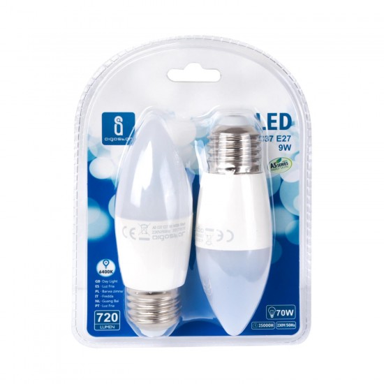 LED A5 C37 E27 9W 6400K / DOBLE