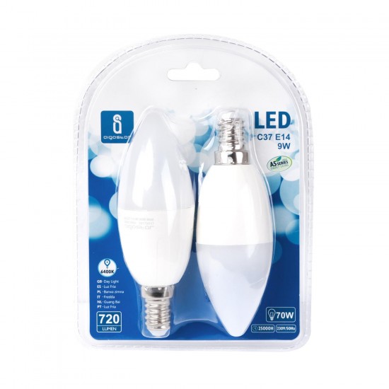 LED A5 C37 E14 9W 6400K / DOBLE