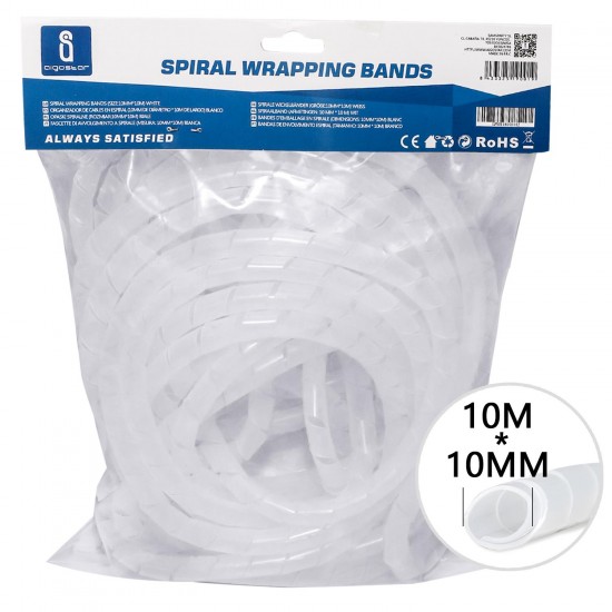 Bandas de envoltura espiral (tamaño: 10 mm * 10m) Blanco