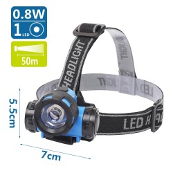 Lámpara de cabeza LED04 azul, use 3 * baterías AAA