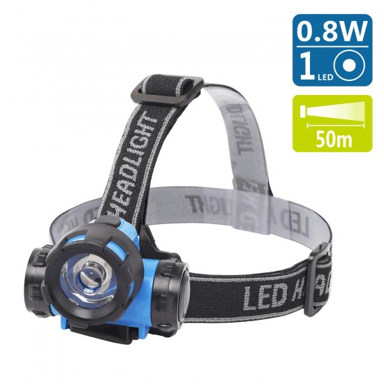 Lámpara de cabeza LED04 azul, use 3 * baterías AAA