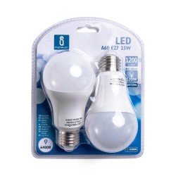 LED A5 A60 gran ángulo E27 15W 6400K / DOBLE