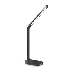 Lámpara de mesa LED11 Negro 5W 6400-2700K (toque y atenuación con el zócalo de carga USB y la función de carga inalámbrica del teléfono móvil)