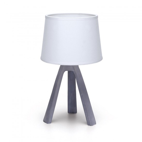 Lámpara de mesa de resina E14 01 Pantalla blanca Base gris