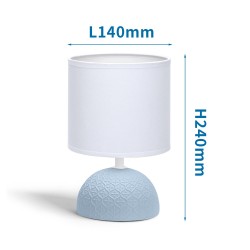 Lámpara de mesa de cerámica E14 02 Pantalla blanca Base azul