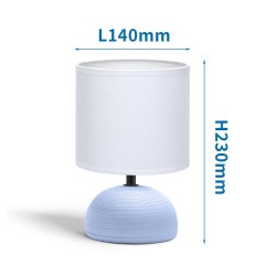 Lámpara de mesa de cerámica E14 03 Lámpara blanca Base azul