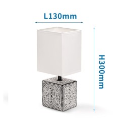 Lámpara de mesa de cerámica E14 08 Lámpara blanca Base blanca y negra