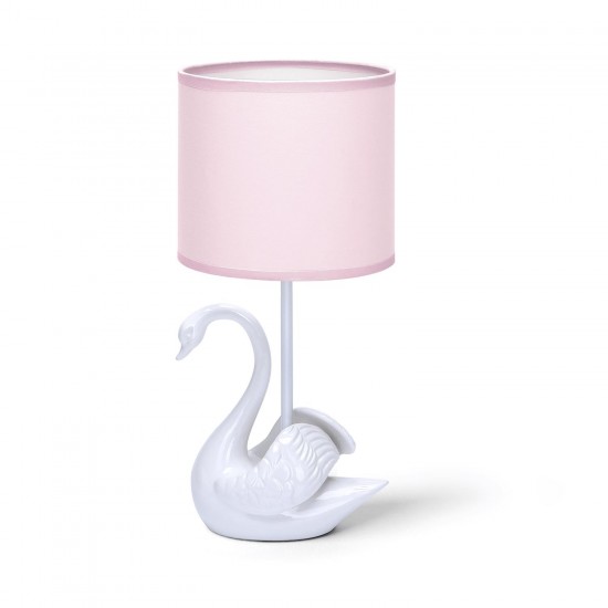 Lámpara de mesa de cerámica E14 10 Pantalla rosa Base blanca