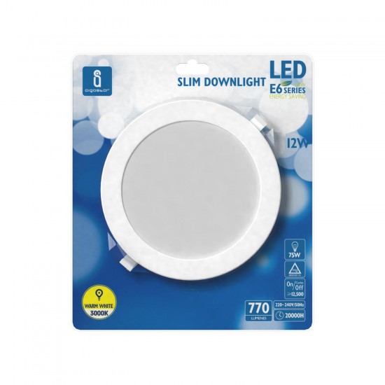 LED E6 Luz de inundación delgada  12W 3000K (recorte: 155mm) / blister