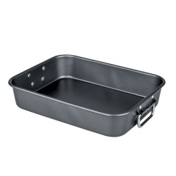 Bandeja horno antiadherente, asas plegables 28x21x5 cm.