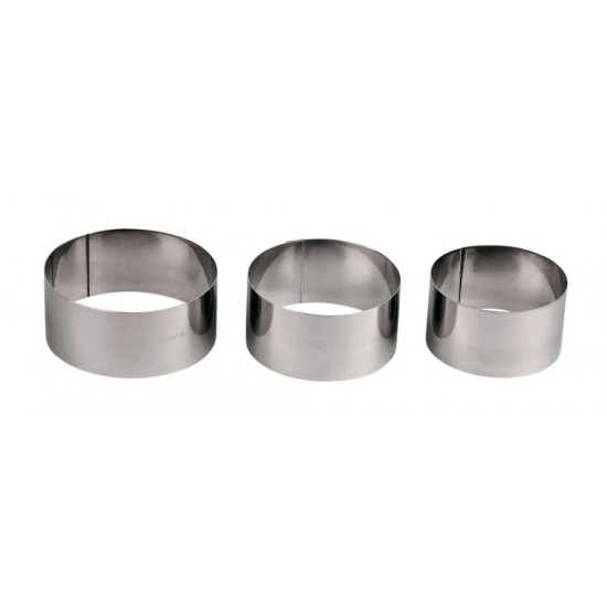 Set 3 aros inox 8-9-10 cm. Altura 4,5 cm.