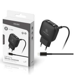 JC-2200I Negro 2.1a 2 puertos cargador de pared con cable de IPHONE USB