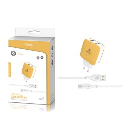 TZ-1201C Blanco y amarillo 2USB/2.1a 1tipo C pack de cargador de pared