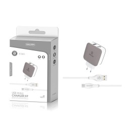 TZ-1201C Blanco y gris 2USB/2.1a 1tipo C pack de cargador de pared