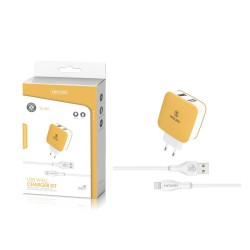 TZ-1201I Blanco y amarillo 2USB/2.1a1 IPHONE pack de cargador de pared