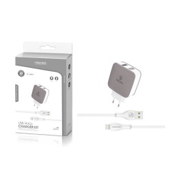 TZ-1201I Blanco y gris 2USB/2.1a1 IPHONE pack de cargador de pared