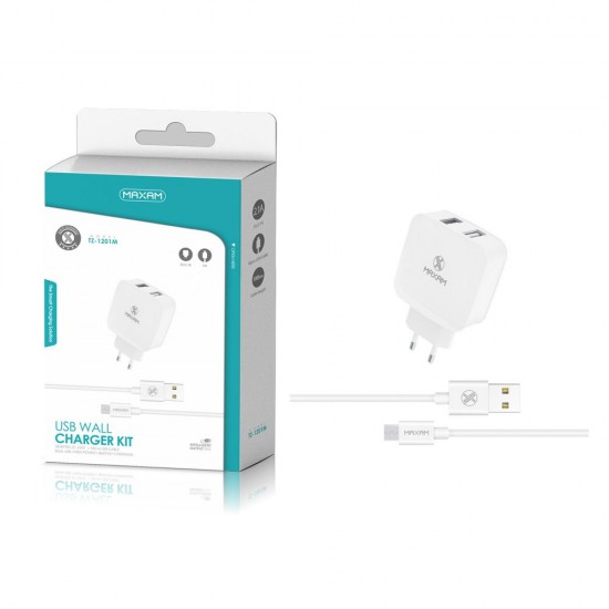 TZ-1201M Blanco 2USB/2.1a 1micro USB pack de cargador de pared