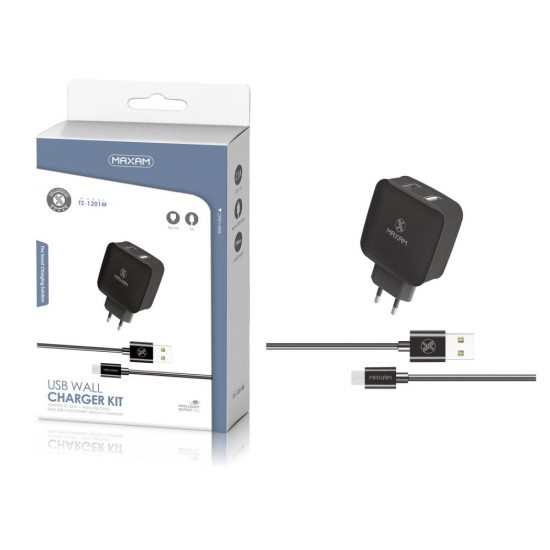 TZ-1201M Negro 2USB/2.1a 1micro USB pack de cargador de pared