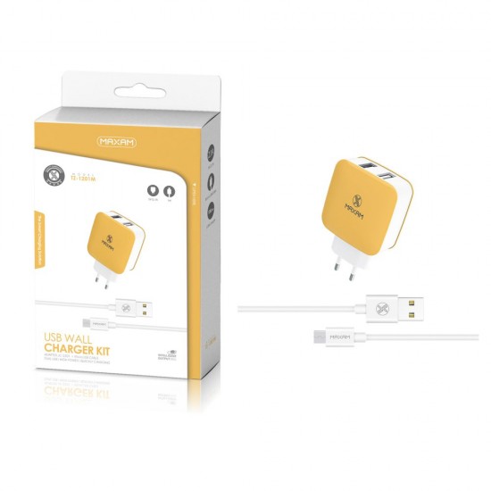 TZ-1201M Blanco y amarillo 2USB/2.1a 1micro USB pack de cargador de pared