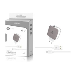 TZ-1201M Blanco y gris 2USB/2.1a 1micro USB pack de cargador de pared