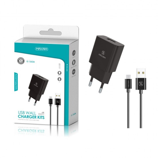 TZ-1202M Negro 2.1a 1micro USB pack de cargador de pared