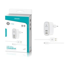 TZ-1203M Blanco/gris 2USB/2.1a1 micro USB pack de cargador de pared