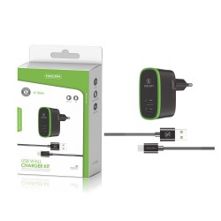 TZ-1203M Negro/verde 2USB/2.1a1 micro USB pack de cargador de pared