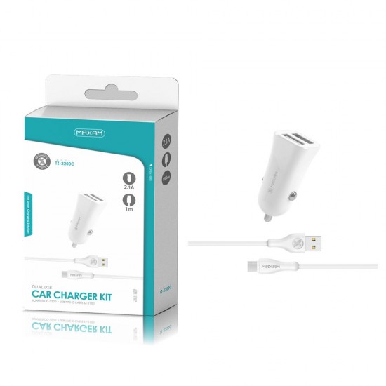 TZ-2200C Blanco 2USB/2.1a 1tipo C pack de cargador de coche