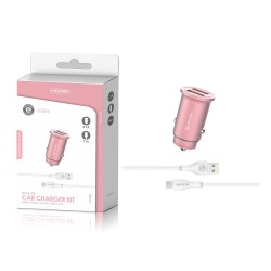 TZ-2201C Rosa 2USB/2.1a 1tipo C pack de cargador de coche