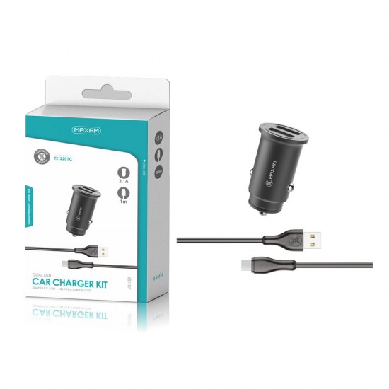 TZ-2201C Negro 2USB/2.1a 1tipo C pack de cargador de coche