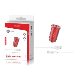 TZ-2201C Rojo 2USB/2.1a 1tipo C pack de cargador de coche