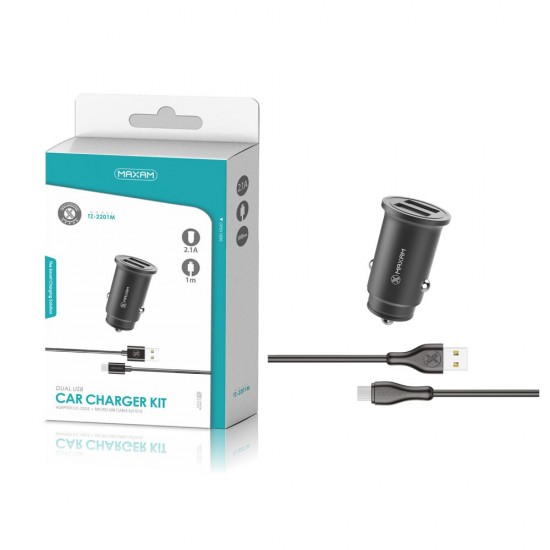 TZ-2201M Negro 2USB/2.1a1 micro USB pack de cargador de coche