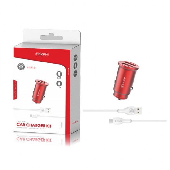 TZ-2201M Rojo 2USB/2.1a1 micro USB pack de cargador de coche