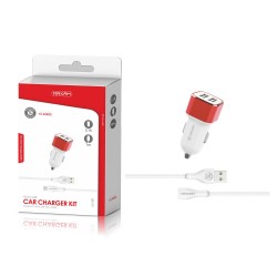 TZ-2202C Blanco y rojo 2USB/3.1a1 tipo C pack de cargador de coche