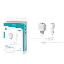 TZ-3200M Blanco 2USB/2.1a 13in1 pack de cargador micro USB