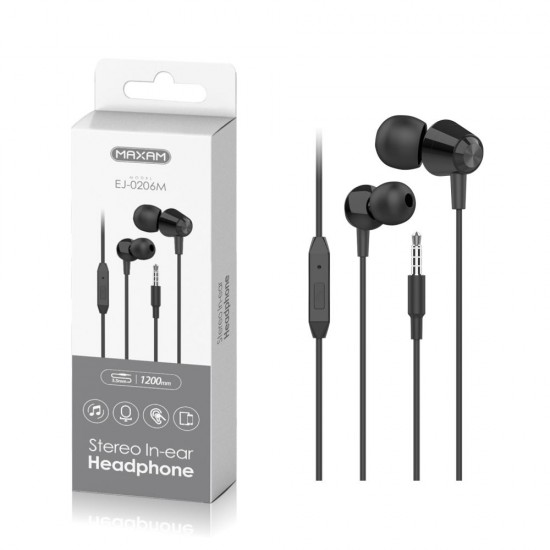 EJ-0206M Negro mic 1.2M auriculares botón mic