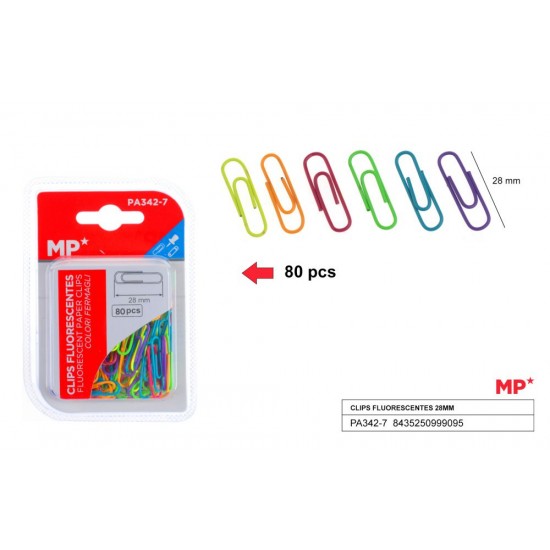 Clips fluorescentes 28mm 80 uds