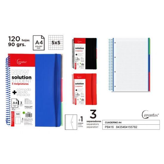 Cuaderno a4 120h y 3 separadores