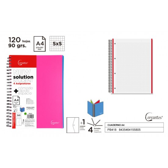 Cuaderno a4 120h y 4 tapas