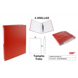 Carpeta folio 4 anillas rojo