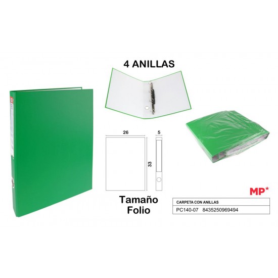 Carpeta folio 4 anillas verde