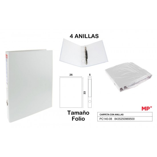 Carpeta folio 4 anillas blanco