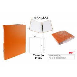 Carpeta folio 4 anillas naranja