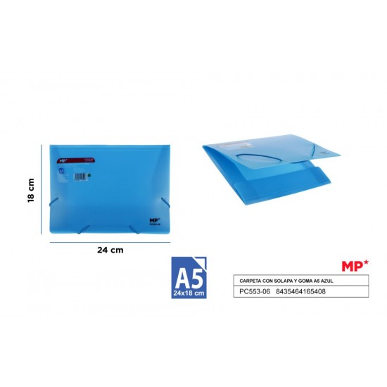 Carpeta con solapa y goma a5 azul