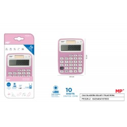 Calculadora solar y pilas rosa