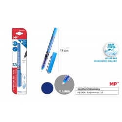 Bolígrafo tinta liquida punta aguja azul 0.5mm