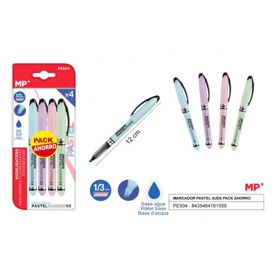 Marcador pastel 4uds pack ahorro