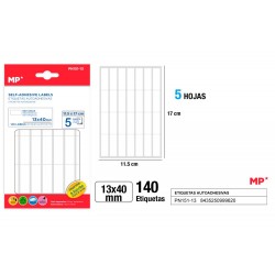 Etiquetas blancas d=13x40mm 140u 5hojas